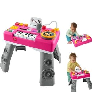 Fisher-Price Pink and Gray Musical Activity Play Table with Microphone